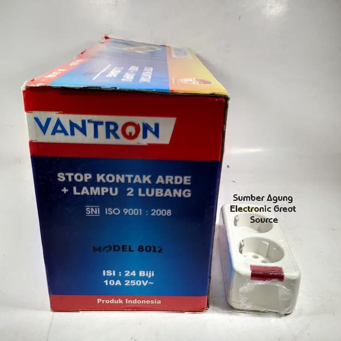 Vantron Stop Kontak Arde Lampu 2 Lubang Dua Model 8012 Berkualitas