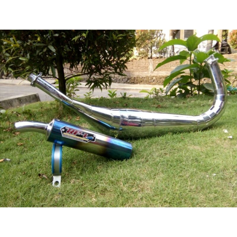 knalpot Rxking kolong pdk repsol ujung biru perut chrome original Rf-1 racing Exhaust