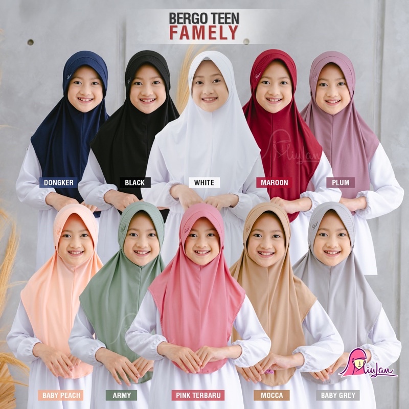 KERUDUNG ANAK REMAJA BERGO TEEN FAMELY ORIGINAL MIULAN [BISA COD]