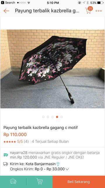 Payung Terbalik Kazbrella Gagang C Motif