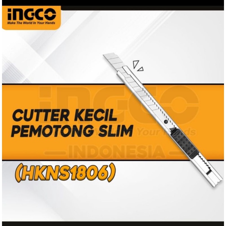 

Ingco HKNS1806 Box Cutter Small 9 mm Knife Blade Kecil 9mm Retract