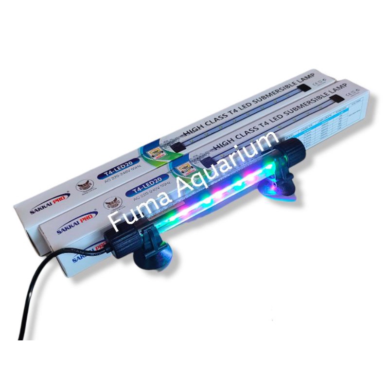 Lampu Celup Aquarium 20cm SAKKAI PRO T4-LED20 3 Warna Akuarium Aquascape 3.5 Watt