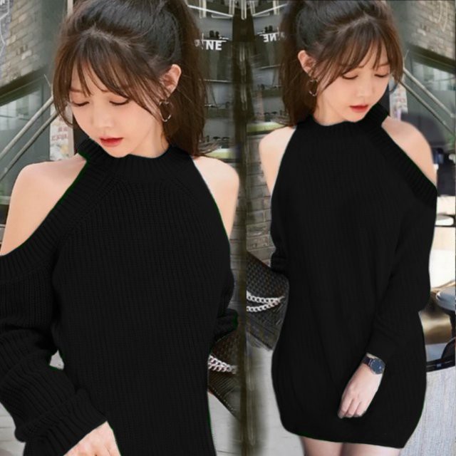 BRI || Diva Dress Wanita Cut Off Shoulder Knit
