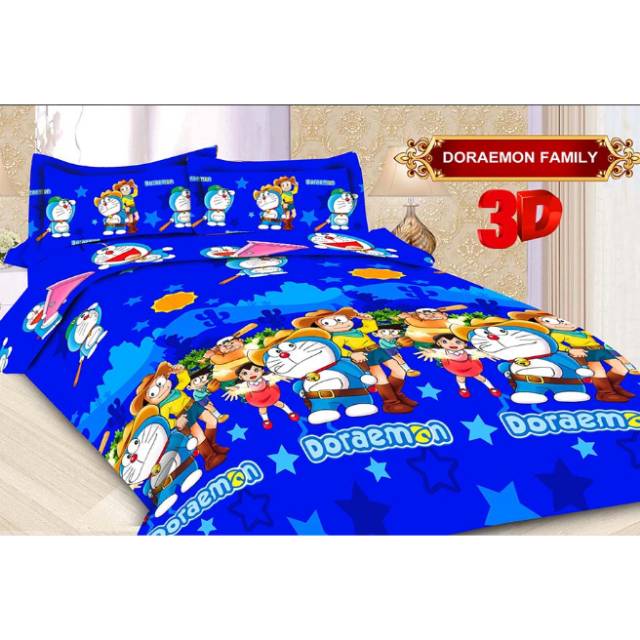 Sprei BONITA 3D 180x200 motif DORAEMON FAMILY