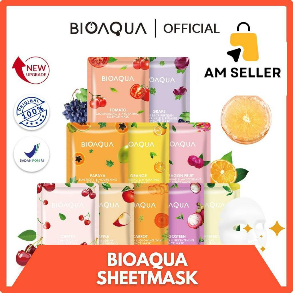 Masker BIOAQUA SHEET MASK - MASKER WAJAH 10X THE EFFECT FACIAL MASK WHITENING MOISTURISING