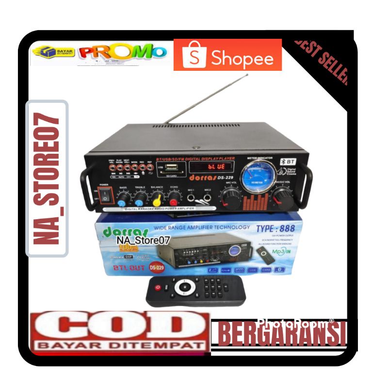 Power Amplifier Subwoofer Dorras DS-229 Amplifier Bluetooth Stereo Karaoke