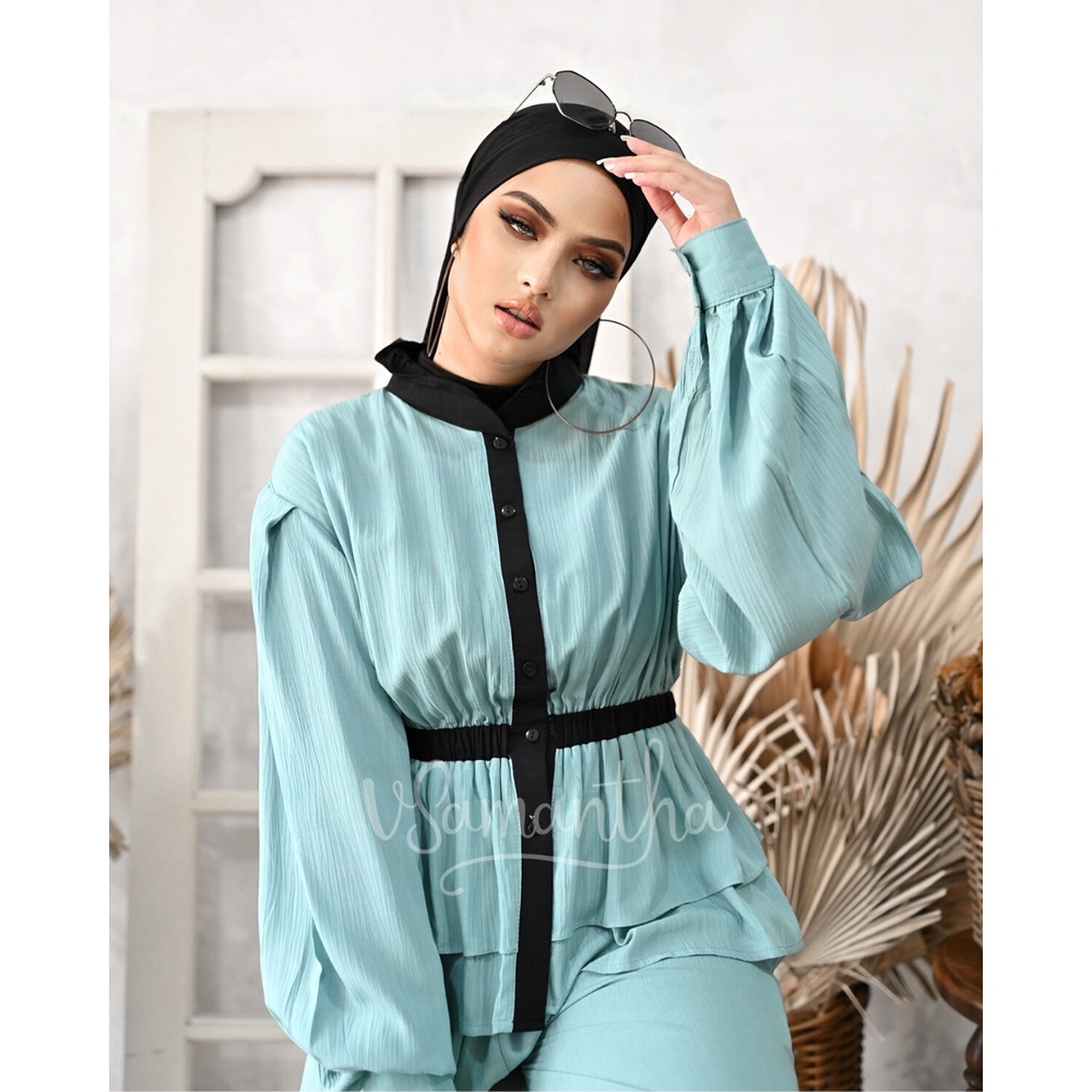 One Set Rayon Crinkle Premium Martha / Set Celana  Kekinian