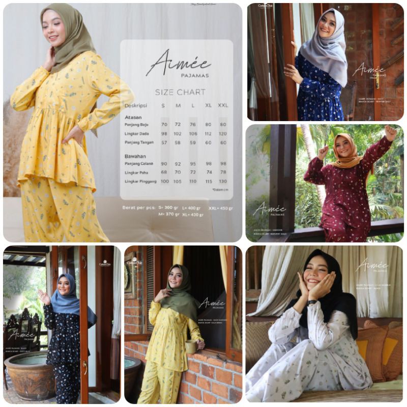 [HAFIA HIJAB] AIMEE PAJAMAS/PIYAMA/BAJU TIDUR/HOME DRESS RAYON PRINTING HQ COTTONCHIC
