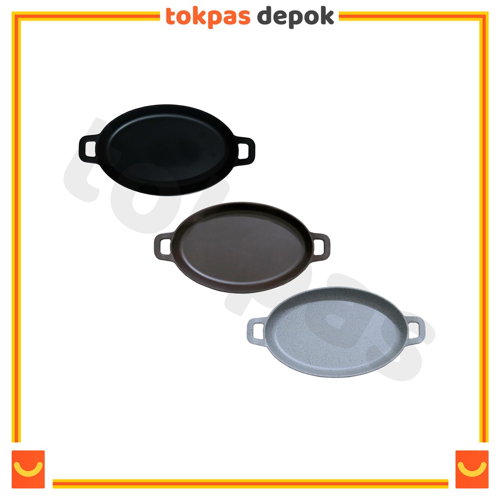 Golden Dragon Piring Saji dengan Gagang Piring Untuk Cafe Piring melamin Saji Oval Hitam P 7310 A Go