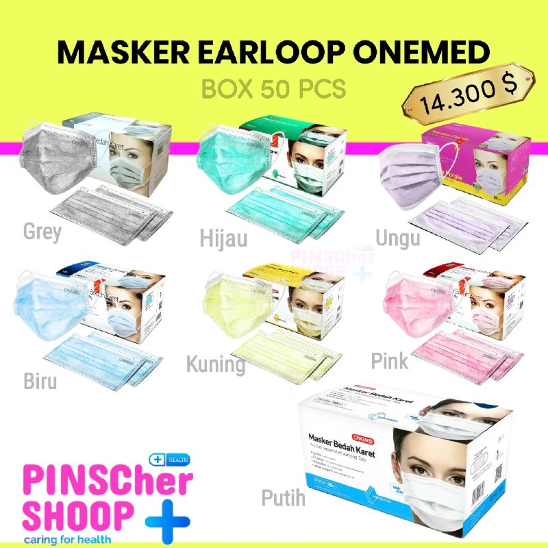 MASKER MEDIS ONEMED MASKER KARET EARLOOP 3PLY PER BOX 50 PCS