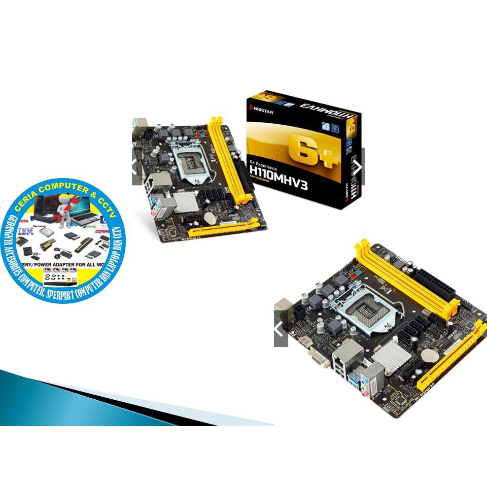 MAINBOARD BOT MB BOARD PC KOMPUTER COMPUTER MURAH BIOSTAR H110MHV3 SOCKET 1151 DDR3