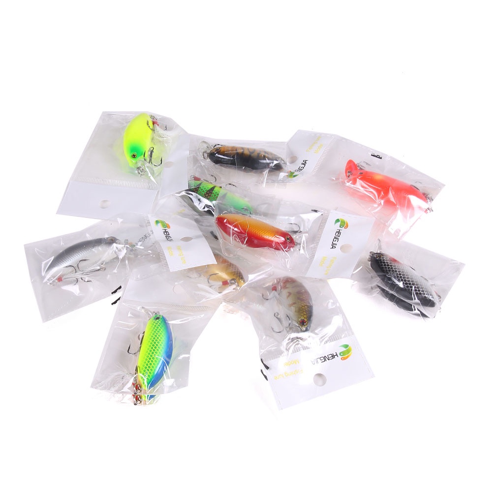 HENGJIA 1PCS Fishing Lure 6cm 9.2g Minnow CrankBait Feather Hooks Artificial Wobbler Jig Swimbait 3D Eeyes For Fishing Tackle