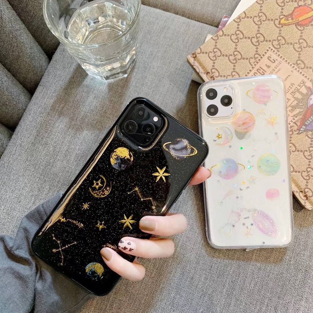 Casing Softcase Gambar Planet+Kucing Lucu Warna Hitam