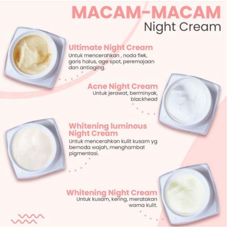 NIGHT CREAM MS GLOW / CREAM MALAM ACNE LUMINOUS WHITENING DNA ULTIMATE