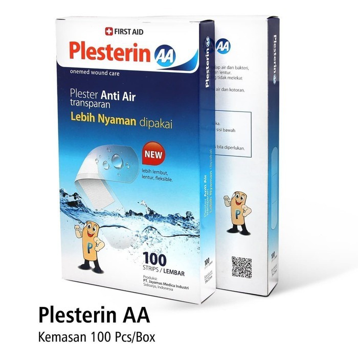 Plester Luka Anti Air Transparan / Plesterin AA isi 100 Lembar merek OneMed