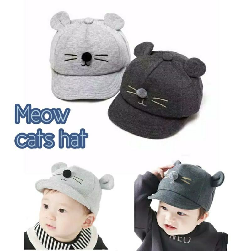 Topi Bayi Motif Kucing / Topi Bayi Laki laki / Topi Anak Perempuan / Topi Anak 3D Kucing