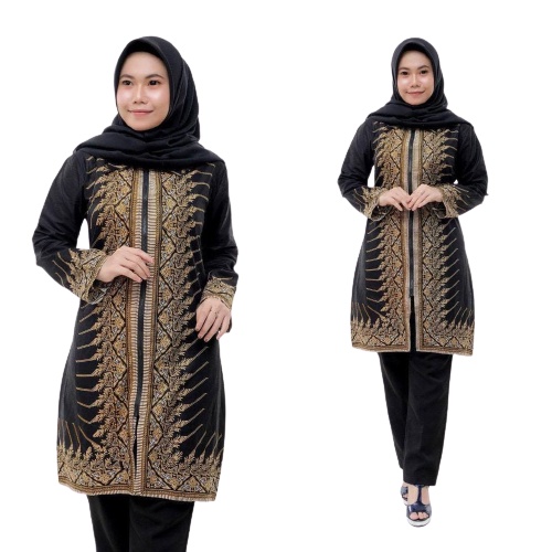 EMHABATIK | Tunik Batik Wanita Jumbo Batik Seragam Grosir batik-ZIPER SERIT SOGAN