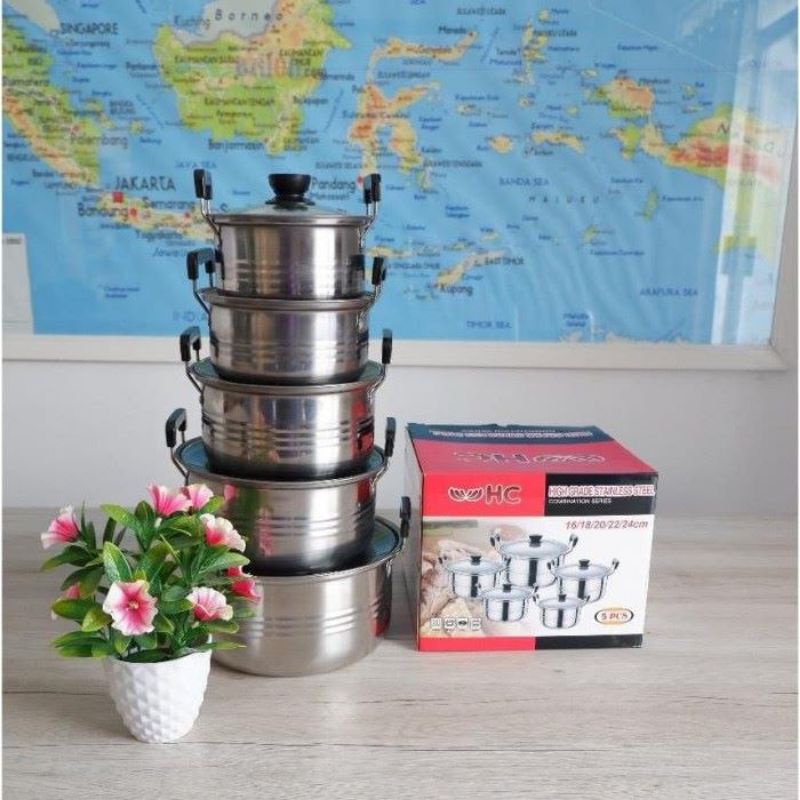 Panci Set HC 10 Pcs Tutup Kaca