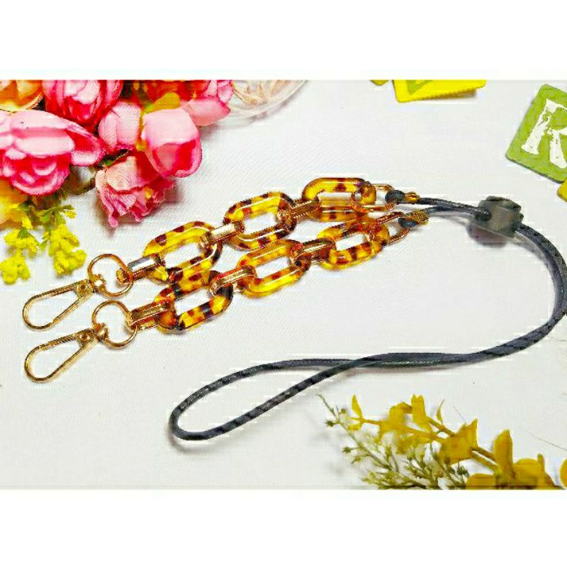 TALI MASKER/PENGAIT HIJAB/KALUNG RANTAI AKRILIK LEOPARD 160