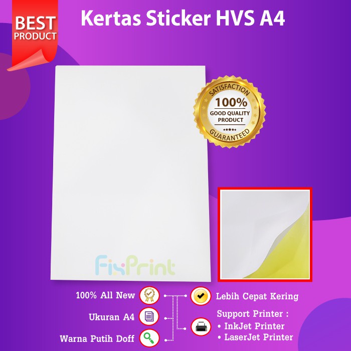 20 pcs Kertas Stiker HVS A4 Sticker Paper HVS Doff Premium Quality Lembaran Label Paket Harga Barang