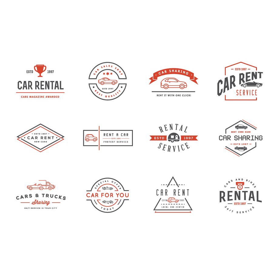 Awesome Vehicles Icons And Logo Set - Adobe Photoshop &amp; Illustrator