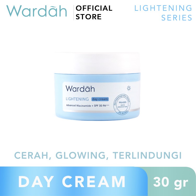 Wardah Lightening Day dan Night Cream Advanced Niacinamide 30 g - Pelembab untuk Kulit Cenderung Ker