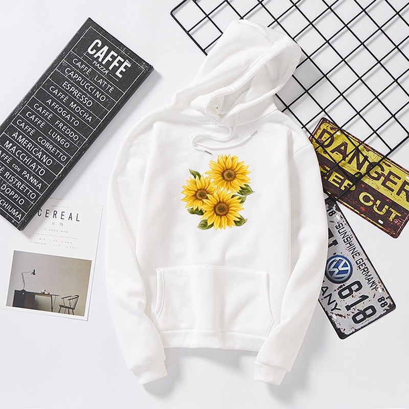 Lilipop.id Sweater Wanita Bunga Sunflower Hoodie Jumper Outwear