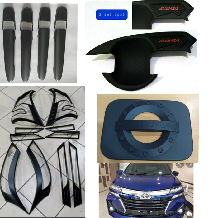 PAKET garnish + handle + outer mangkok + tank cover tutup bensin avanza 2019 2020 2021 hitam doff