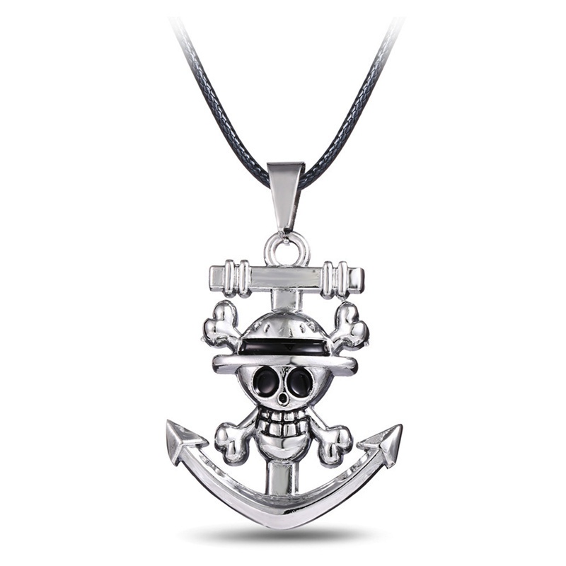 Fancyqube Kalung Rantai Choker Hias Liontin Tengkorak Bajak Laut One Piece Gaya Jepang Untuk Cosplay