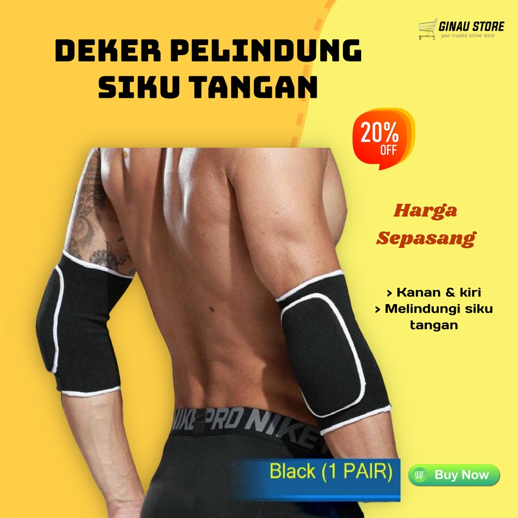 2 Pcs Deker Sikut Siku Pelindung Tangan Olahraga Volly Voli Badminton Dewasa