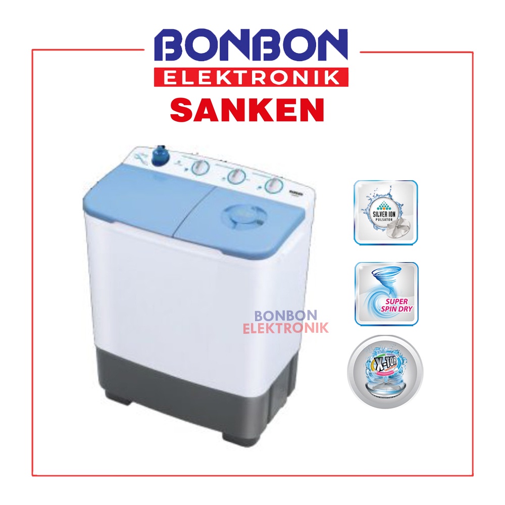 Sanken Mesin Cuci 2 Tabung 7KG TW 8663 FBU / TW8663FBU X-TOR TECH