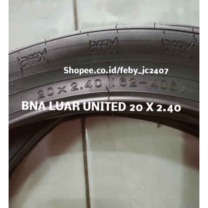 MURAH ORIGINAL BAN LUAR UNITED AFFIX SEPEDA BMX 20 INCH 62 - 406 UKURAN 20x2.40