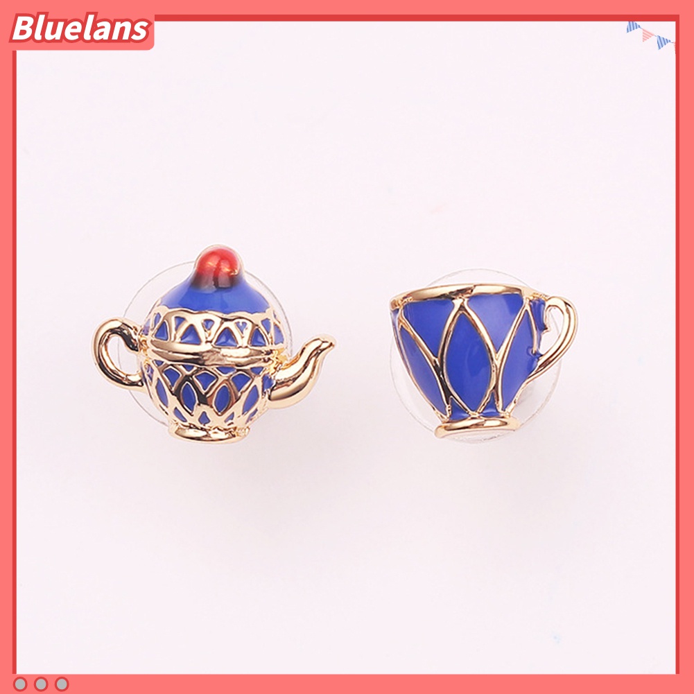 Anting Stud Liontin Bentuk Teko Cangkir Asimetris Gaya Vintage Untuk Wanita