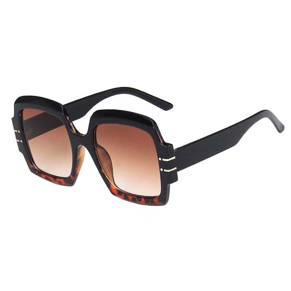 Mxbeauty Kacamata Hitam Persegi Merek Mewah Padi Kuku Visor Eyewear Bingkai Besar Anti UV Motif Leopard Bingkai Persegi Wanita Sunglasses