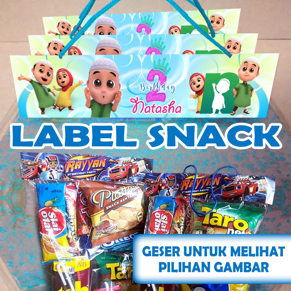 

LABEL PLASTIK SNACK TEMA NUSSA RARA ULTAH / ULANG TAHUN / TEDHAK TEDAK SITEN / SYUKURAN LEBAR 20CM