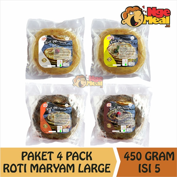 

Paket 4 Pack Roti Maryam Large ori, Coklat, keju & cokju