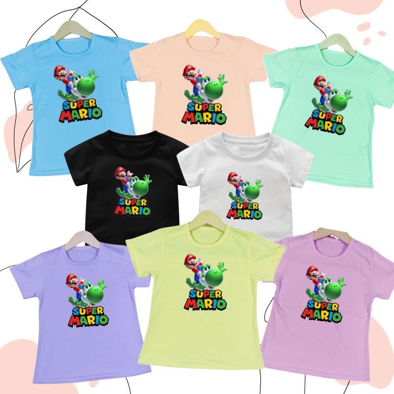 Baju Anak Cewek Kaos Anak Cewek Atasan anak SUPER MARIO 1-12 Tahun Ukuran S.M.L.XL.2XL.3XL