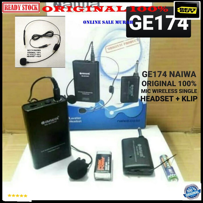 G174 naiwa original 100% aiwa Mic Wireless Single mik wireles tunggal headset bando klip clip on mikrophone microphone audio sound vokal vocal professional pro panggung dj studio kerah baju tie meeting karaoke live system  SINGLE  PAKAI MIC INI SUARA BIAS