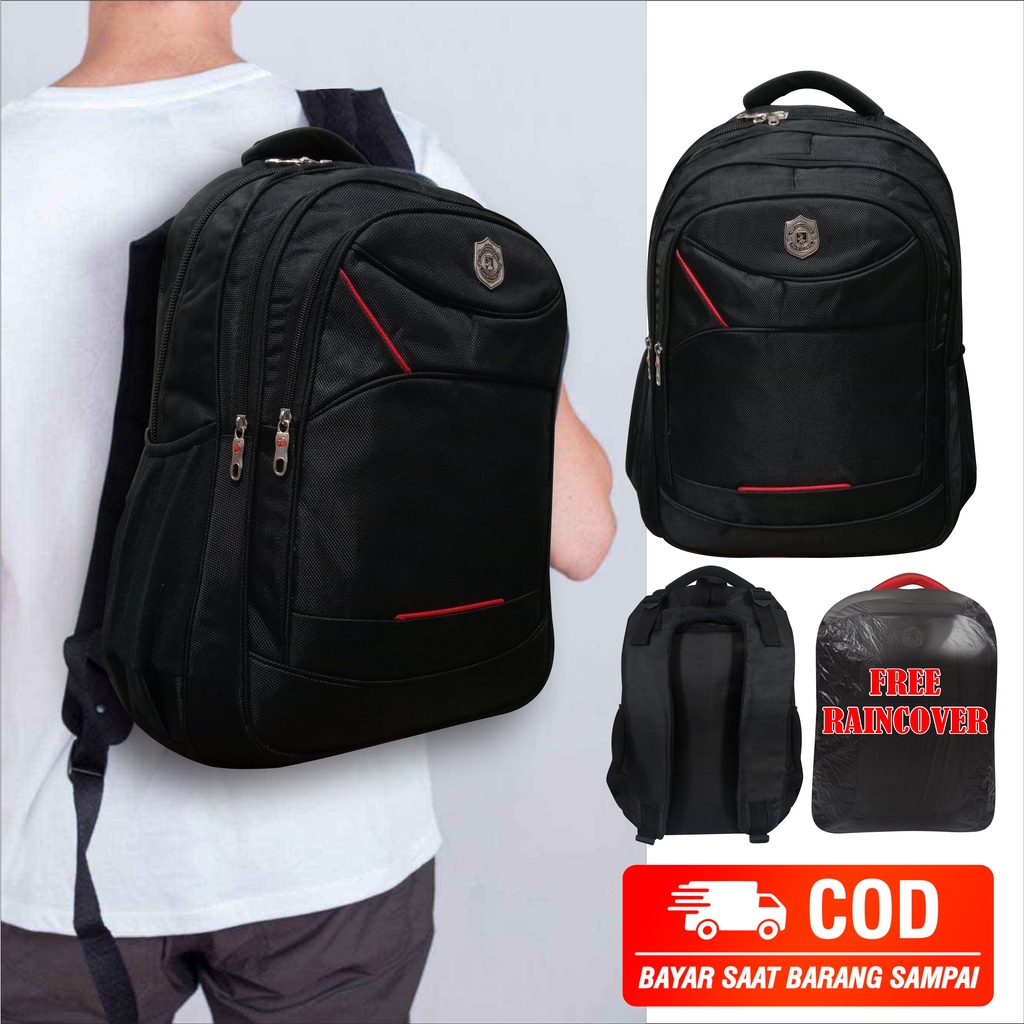 Tas Ransel Laptop Punggung Tas Pria Wanita Unisex Model Polos Bahan Tebal - Polo Global - 9714