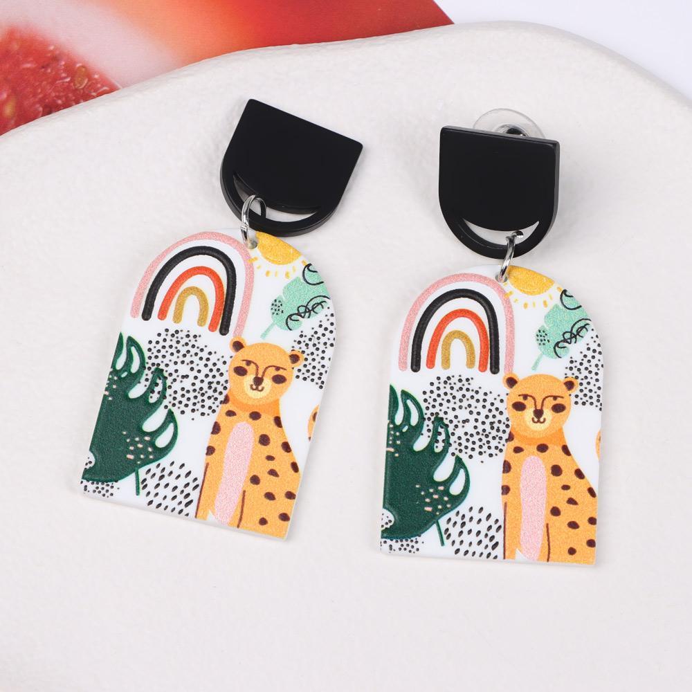 Lily Flora Menjuntai Anting Fashion Perhiasan Aksesoris Grafiti Bunga Ringan