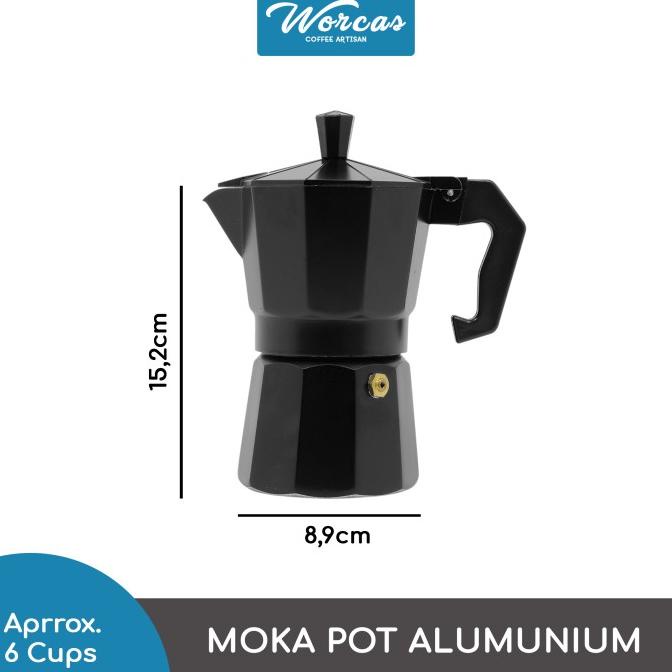 

[ COD ] Moka Pot 6 Cup Alumunium - Black KOMPLIT Kode 584