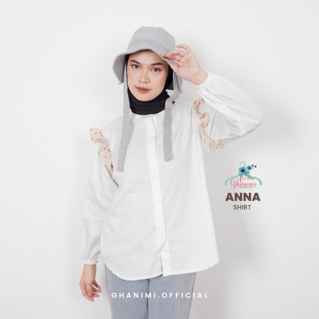 Ghanimi - Anna Shirt / Kemeja Polos Ruffle Polkadot / Kemeja Kerja / Atasan Kerja / Baju Kerja / Kemeja Polos / Kemeja Katun / Kemeja Casual / Kemeja Formal / Kemeja Timeless