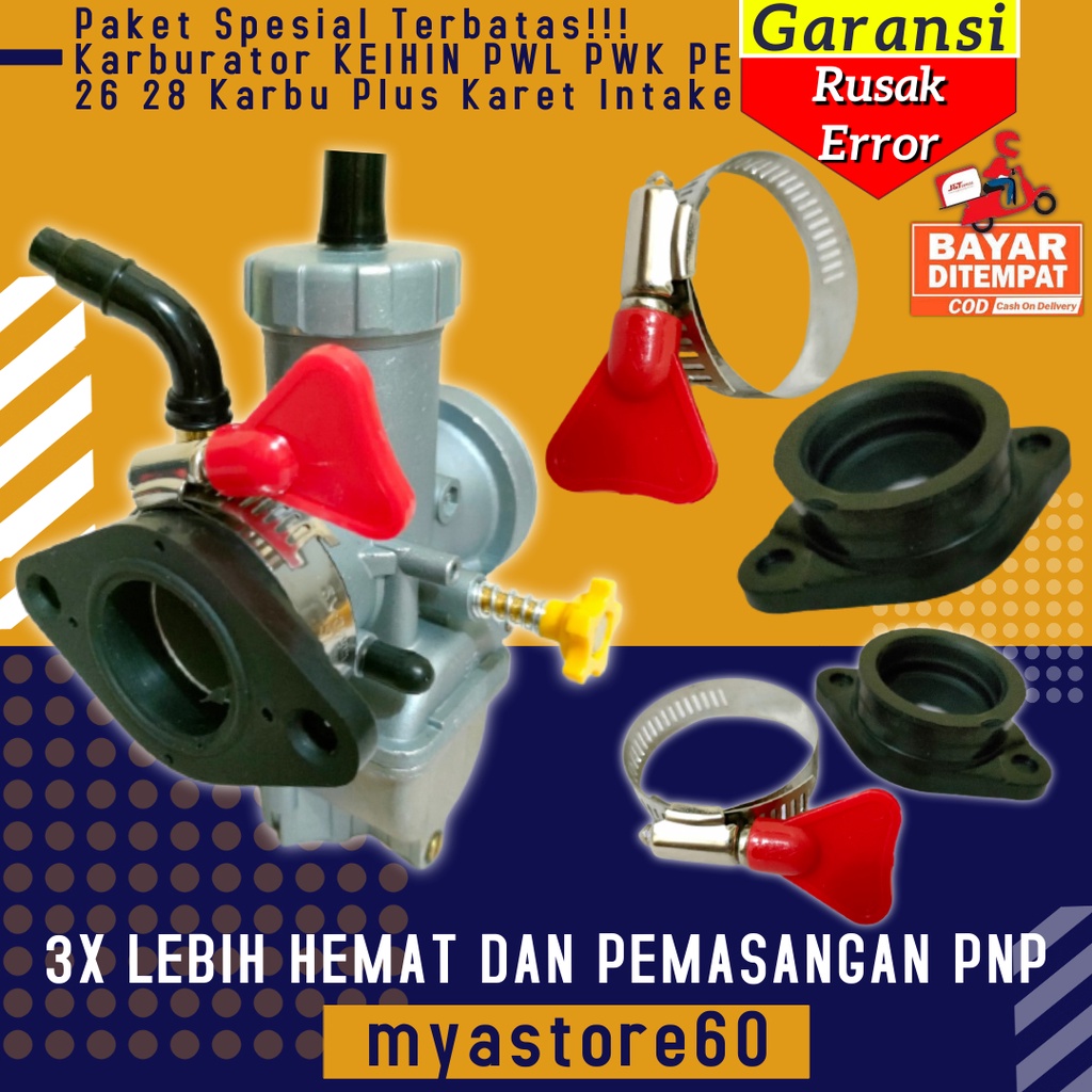 Paket Spesial Terbatas Karburator KEIHIN PWL PWK PE 26 28 Karbu Plus Karet Intek Sambungan Karbu PWK PE PWL 26 28 PE28 PWK28 PWL28 Import