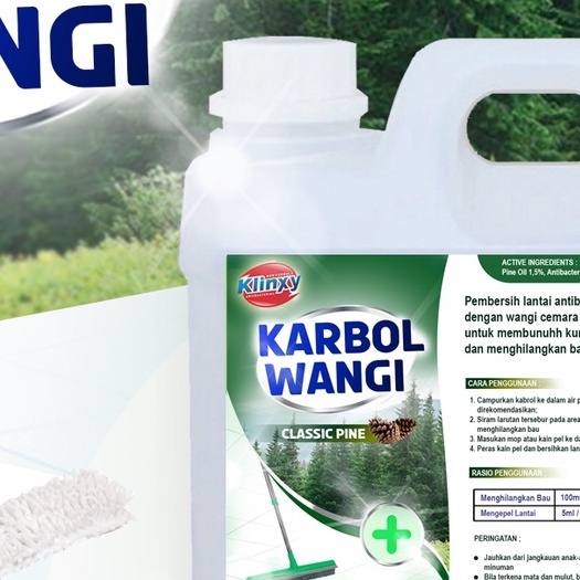 KLINXY Pembersih Lantai Karbol Anti Bakteri Lantai Wangi Pine Cemara 1 Liter