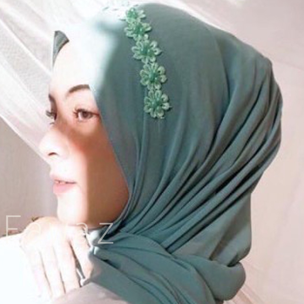 Jilbab Pasmina Payet Mutiara - Hijab Kerudung Pesta Bando Mutiara - Diamond