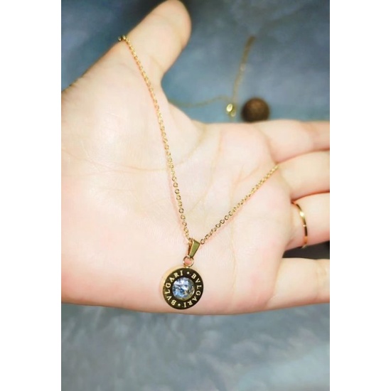kalung titanium Bulgari zircon bening