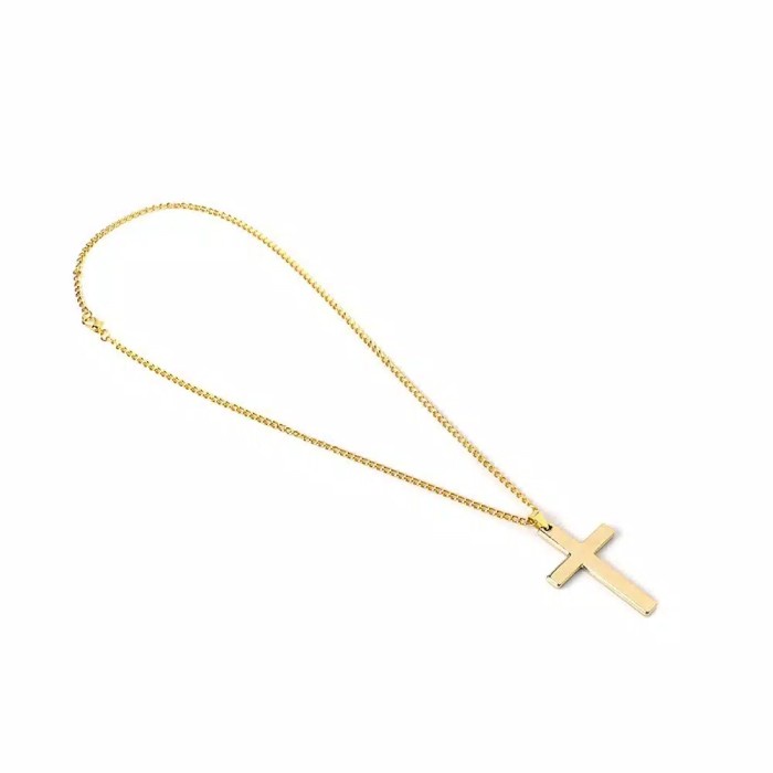 Kalung Salib Gold Silver Black pria wanita gaya korea k pop stainless simple doa Kristen titanium
