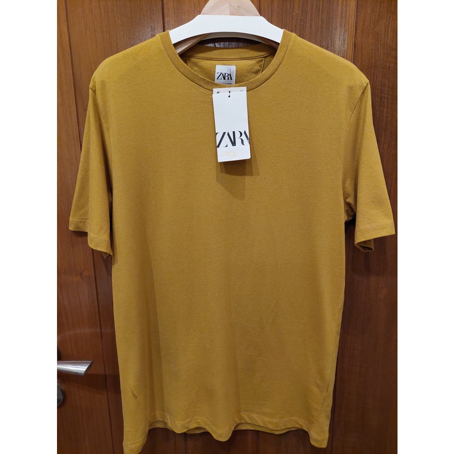Zara Man T - Shirt Polos Regular Fit Kaos Pria Coklat Brown - ORIGINAL