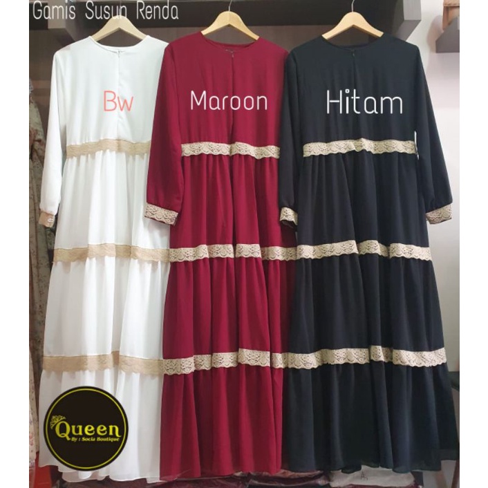 Gamis renda susun