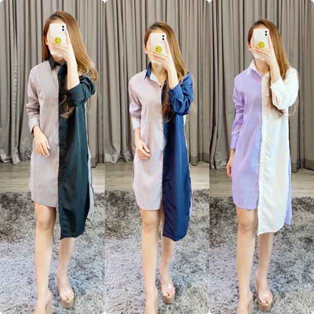 Tunik twotone / tunik wanita casual / tunik kombi / K524